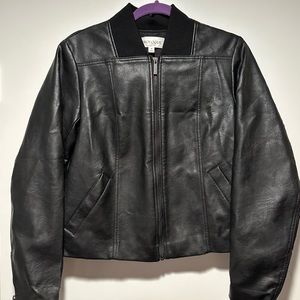 Used black leather jacket